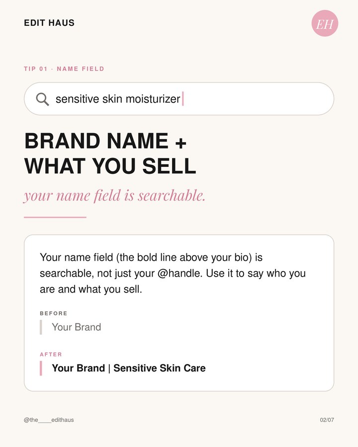 Edit Haus post: brand name plus what you sell